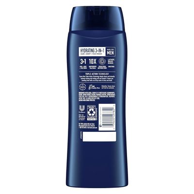 Suave Men Moisturizing Body, Face and Hair Wash, 3-in-1 For Hydrated Skin and Hair, Citrus &amp; Musk scent, No Parabens, No Phtahaltes, 18 Oz Pack of 6