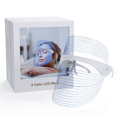 NUFR LED Light Facial Mask, 3 Colors Light Facial Photon Beauty Device for Facial Rejuvenation, Anti Aging