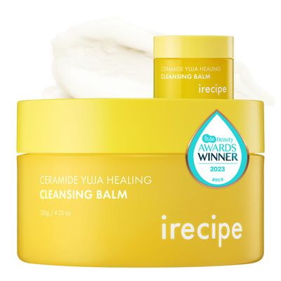 IRECIPE Ceramide Yuja Makeup Cleansing Balm with Travel Size | Deep Cleansing All-in-One Korean Face Cleanser, Makeup Remover, Zero Irritation, Blackheads Remover, Clean Beauty, Vegan (120g / 4.23oz)