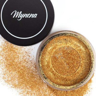 Mynena Yellow Gold Highlighter Makeup Illuminator Face &amp; Body Luminizer Powder | Dazzling Glitter Glow | Perfect for Parties and Festivals