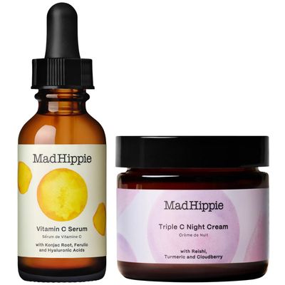 Mad Hippie Vitamin C Serum for Face with Hyaluronic Acid &amp; Triple C Night Cream Ceramide Moisturizer - Skin-Brightening Skin Care Set (2 Piece Set)