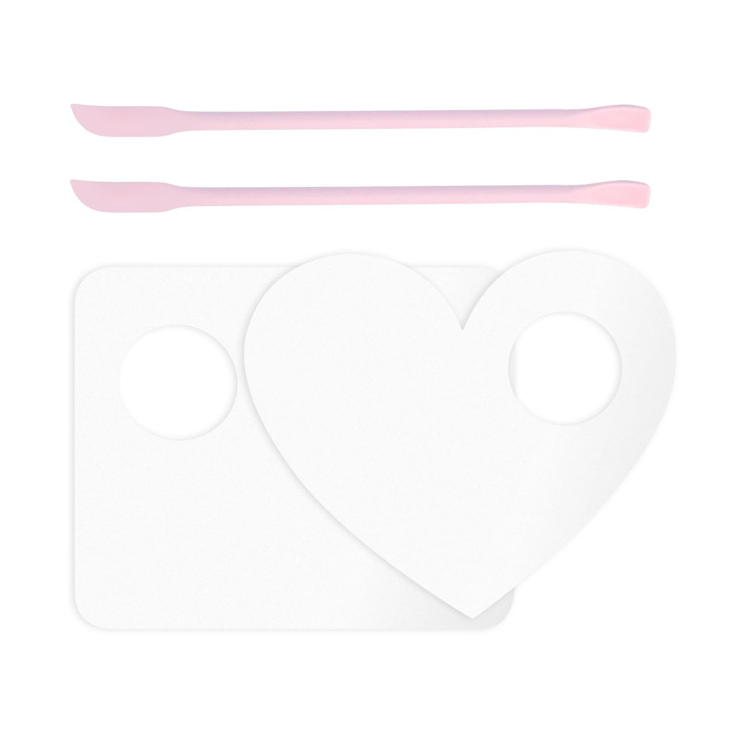LuckyOpt Makeup Mixing Palette Spatula Set, 2PCS Mini Acrylic Makeup Palette &amp; 2PCS Silicone Skincare Spatula, Cream Foundation Palette for Mixing and Save Cosmetics (Pink,Square+Heart)
