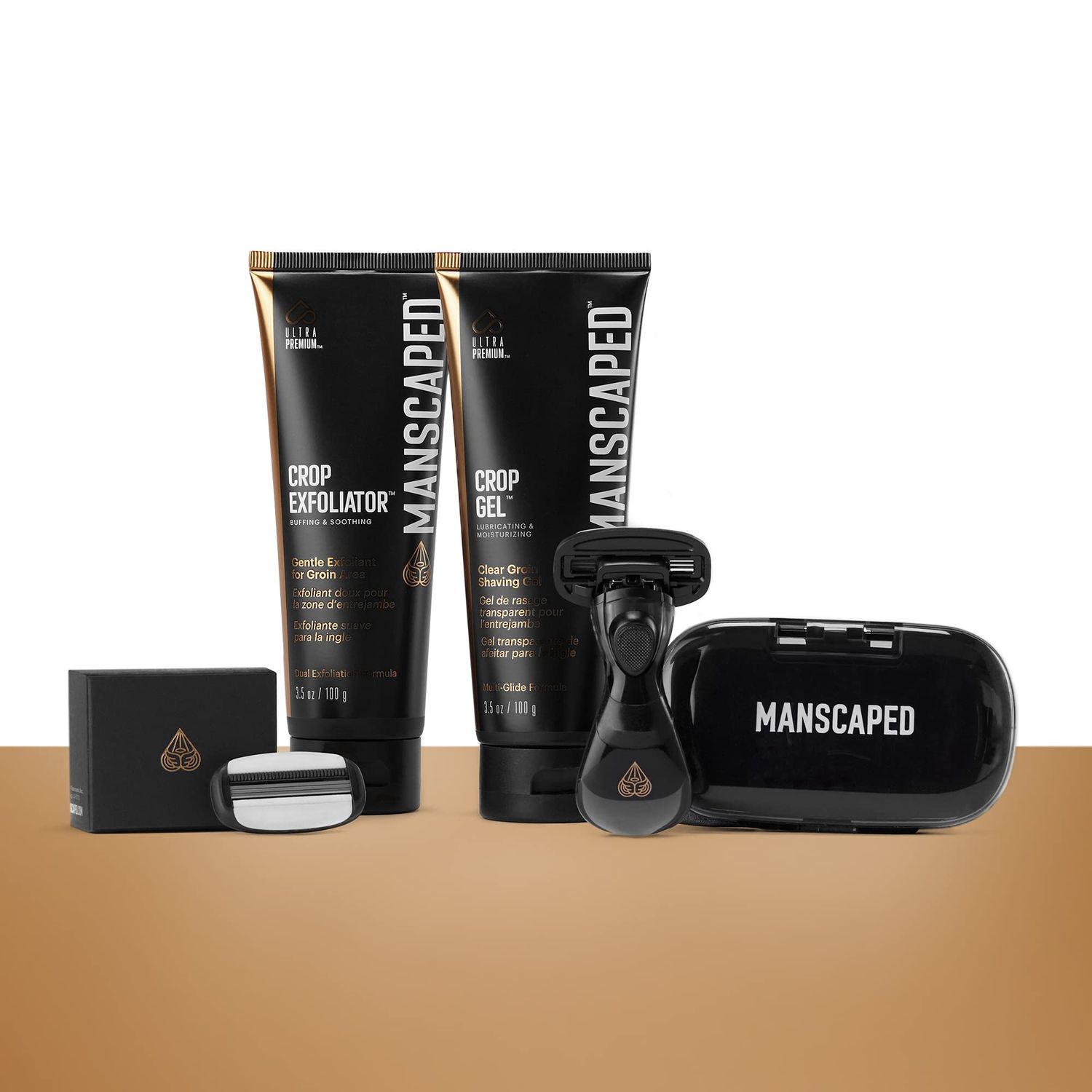 MANSCAPED The Ultra Smooth Package, Male Hygiene Shaving Bundle With Groin Razor, Shaving Gel, and Exfoliator