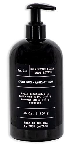 Lulu Candles | After Dark - Mahogany Teak | Moisturizing Body Lotion with Soothing Shea Butter &amp; Aloe | Gentle Lotion Nourishes Dry Skin With Moisture | No Paraben | Dye Free | Non-Greasy (16 Oz.)
