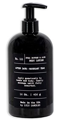 Lulu Candles | After Dark - Mahogany Teak | Moisturizing Body Lotion with Soothing Shea Butter &amp; Aloe | Gentle Lotion Nourishes Dry Skin With Moisture | No Paraben | Dye Free | Non-Greasy (16 Oz.)