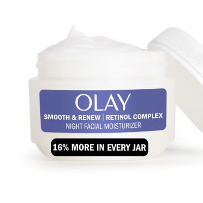 Olay Smooth &amp; Renew Retinol Face Moisturizer, 2 oz Fragrance Free Night Cream for Fine Lines and Wrinkles with Retinoid Complex, Recyclable Eco Jar Packaging, Value Size