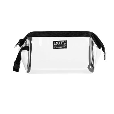 Rough Enough Clear Toiletry Bag Travel Makeup Bag Cosmetic Organizer Case Shaving Kit Bag for Women Men with Zipper Portable Handle Skin Care Traveling Essentials Black