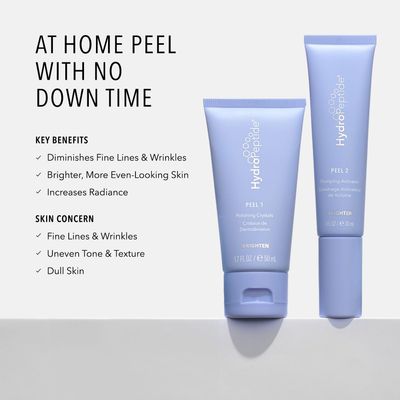 HydroPeptide Polish &amp; Plump Face Peel Radiant Two-Step System, Boosts Firmness and Plumpness, 1 Set