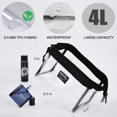 Rough Enough Clear Toiletry Bag Travel Makeup Bag Cosmetic Organizer Case Shaving Kit Bag for Women Men with Zipper Portable Handle Skin Care Traveling Essentials Black
