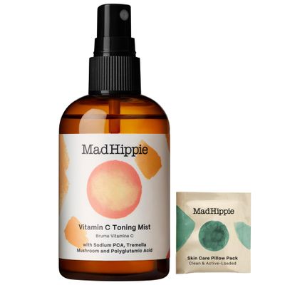 Mad Hippie Vitamin C Toning Mist - Skin-Brightening Toner for Face, Vitamin C Facial Mist Hydrating Spray, 4 Oz + Skin Care Pillow Pack