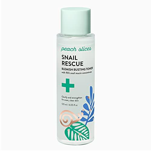 Peach Slices | Snail Rescue Blemish Busting Toner | 95% Snail Mucin | Pore Cleaner | Hydrates &amp; Balances | Korean Skin Care | CICA | Hyaluronic Acid | Non-Comedogenic | Cruelty-Free | 4.05 oz