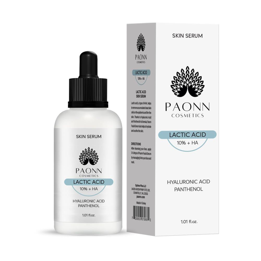 Lactic Acid Serum 10% + HA (1.01 fl. oz.), Exfoliates and Moisturizes, Facial Care Boost, Smooths and Evens Skin