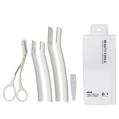 TIKMOON Eyebrow Grooming Kit with eyebrow razor and scissors and Brush, White