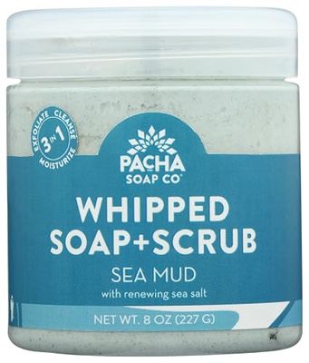 Pacha Sea Mud Whipped Soap Scrub, Luxurious Body Wash and Scrub for a Nourishing &amp; Relaxing Head to Toe Cleanse, 8 oz