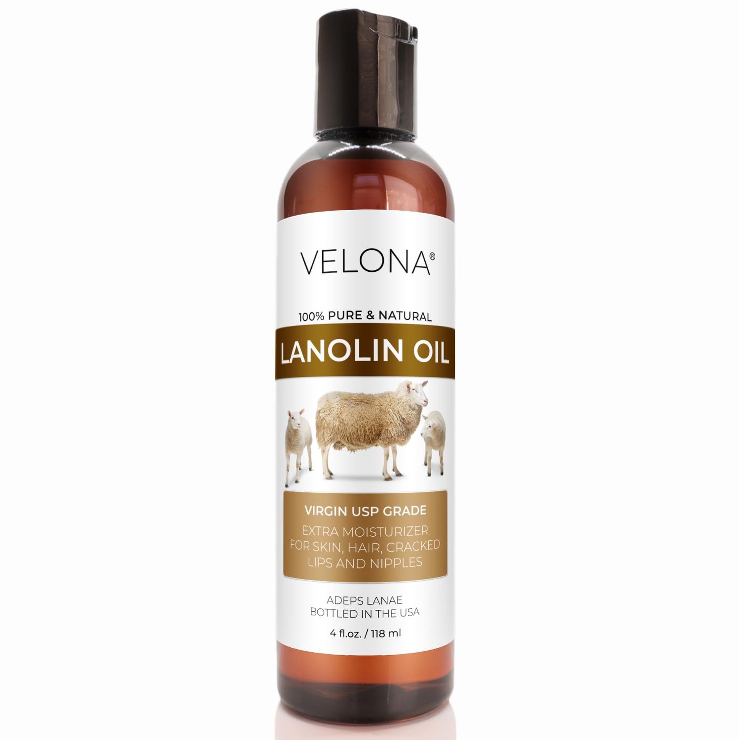 velona Lanolin Oil USP Grade 4 fl oz | 100% Pure and Natural Carrier Oil | Refined, Cold pressed | Skin, Hair, Body &amp; Face Moisturizing | Use Today - Enjoy Results