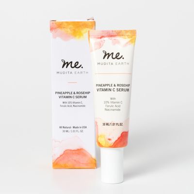 Mudita Earth Pineapple and Rosehip Vitamin C and Niacinamide Serum - Organic Vitamin C E Ferulic Serum for Acne Scars Dark Spots - Hyperpigmentation Serum for Skin Brightening and Rejuvenation