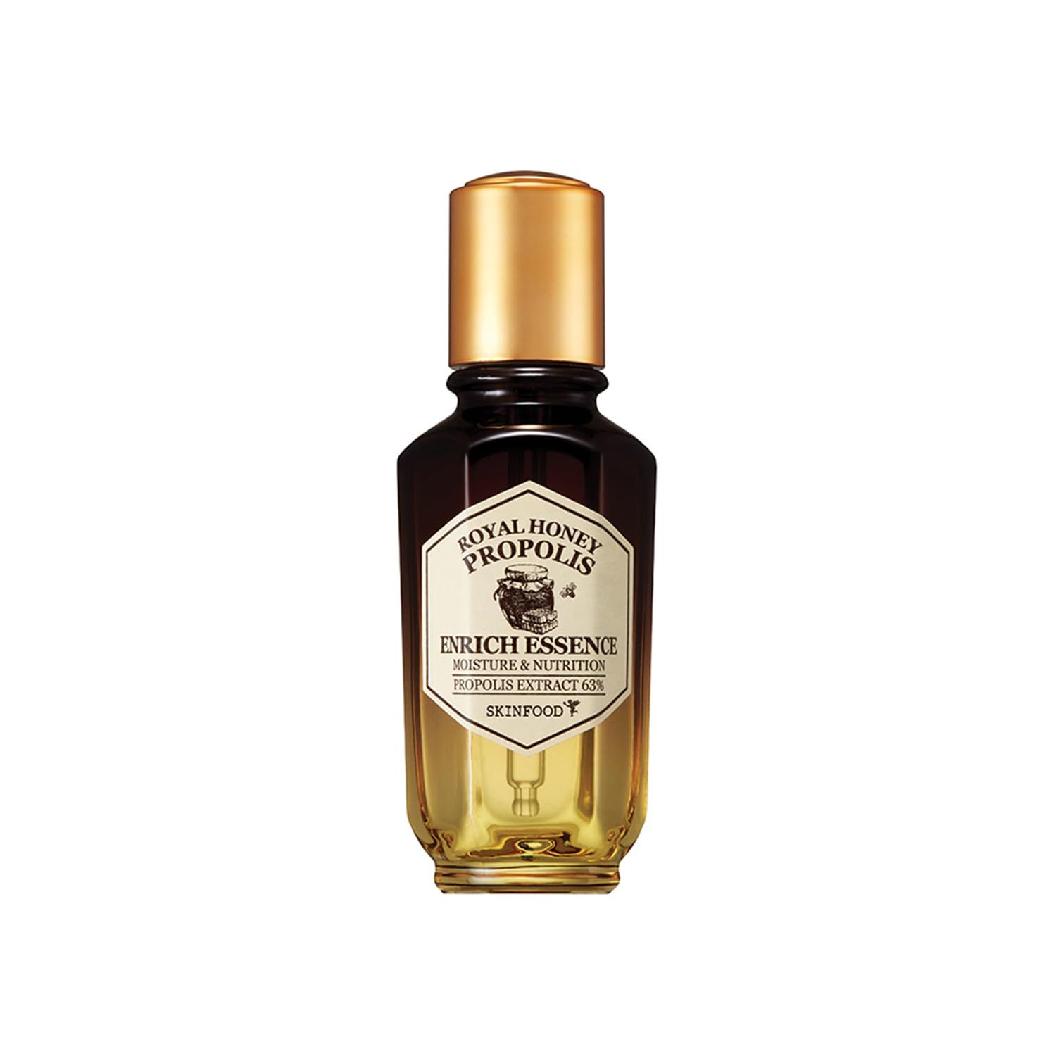 SKINFOOD Royal Honey Propolis Enrich Essence - 63% Black Bee Propolis &amp; 10% Royal Jelly Extract Face Serum - Propolis Serum for Skin - 1.69 Fl. Oz. (50mL)