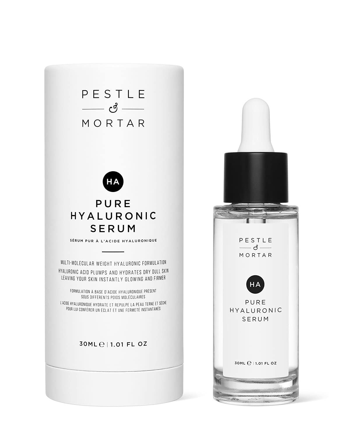 Pestle &amp; Mortar 2% Pure Hyaluronic Acid Serum for Face, with Vitamin B5, Anti-Ageing, Hydrating Facial Moisturizer - Deep Hydration and Fragrance Free 30ml/1 oz