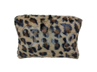 Juicy Couture Women&#39;s Cosmetics Bag - Travel Makeup and Toiletries Clutch Wedge Pouch, Leopard Print Fur
