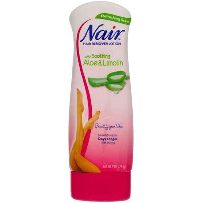 Nair Hair Remover Lotion For Legs &amp; Body Aloe &amp; Lanolin 9 oz (Pack of 4)