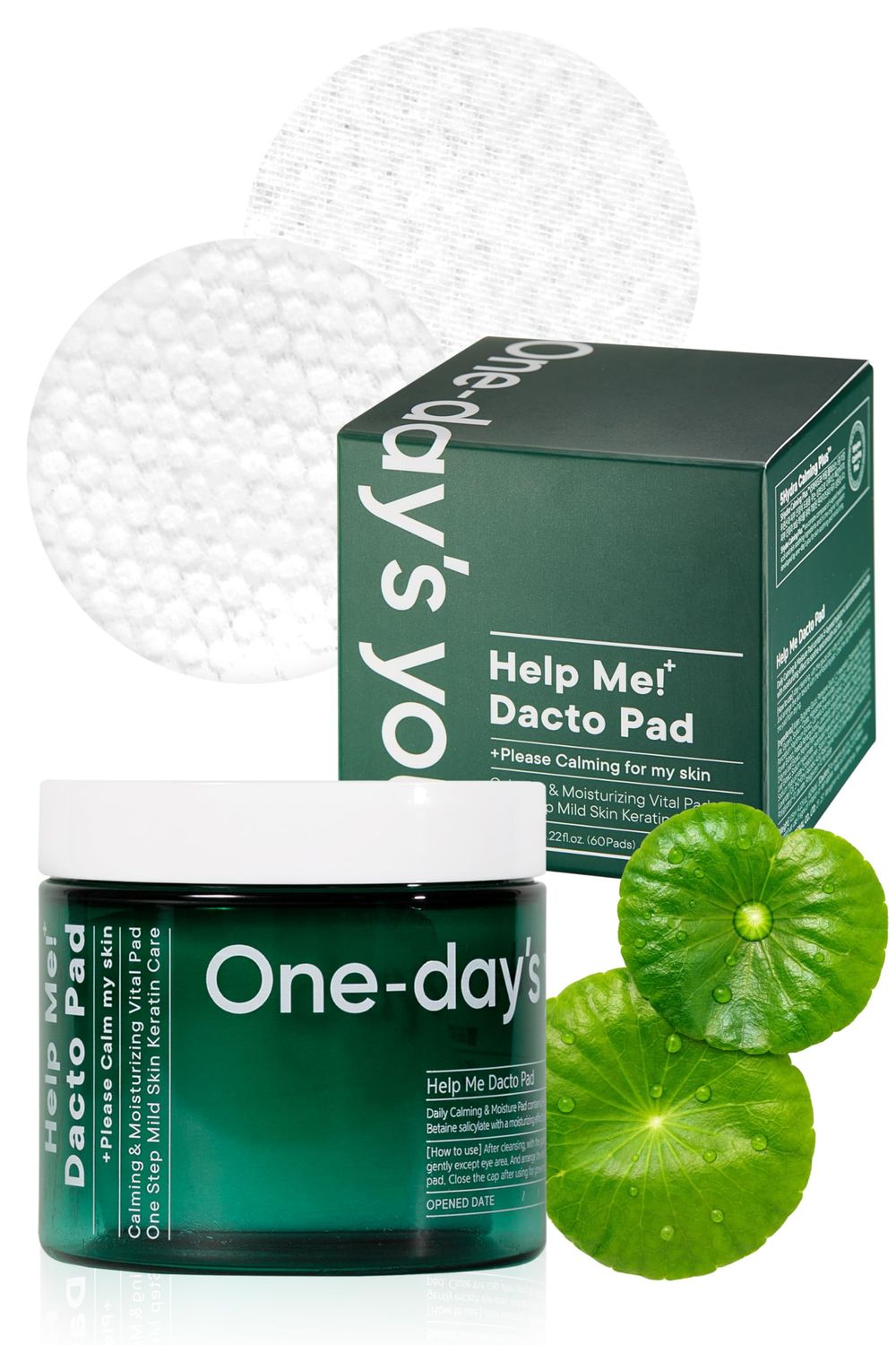 ONE-DAYS YOU Help Me Dacto Pad | Korean Toner Pads Skincare for Face | Glycolic Acid Exfoliating Pads | Salicylic Acid Pads w/Centella Asiatica Extract Cleansing Pads for Face (60 sheets)