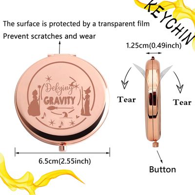KEYCHIN Witch Pocket Mirror Elphaba and Glinda Fans Gifts Defying Gravity Witch Compact Makeup Mirror Broadway Elphaba and Glinda Witch Merch (Defying Gravity-RG)