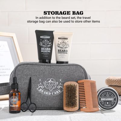 Rinse &amp; Robust Beard Kit Beard Care Grooming for Men Beard Travel Set Christmas Gift Travelling Bag for Men