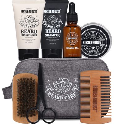 Rinse &amp; Robust Beard Kit Beard Care Grooming for Men Beard Travel Set Christmas Gift Travelling Bag for Men