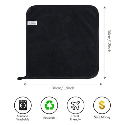 SINLAND Microfiber Face Cloths Reusable Makeup Remover Washcloths Super Soft and Absorbent Fingertip Face Towels for Sensitive Skin Women 12 x 12 Inch 12 Pack Black