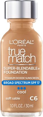L&#39;Oreal Paris Makeup True Match Super-Blendable Liquid Foundation, Soft Sable C6, 1 Fl Oz,1 Count