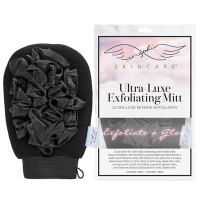 Seraphic Skincare Ultra-Luxe Exfoliating Glove - All-In-One Shower Scrubber - Traditional Deep Korean Exfoliation Mitt &amp; Gentle Cleansing Loofa - 100% Vegan Viscose Body Sponge &amp; Exfoliating Washcloth