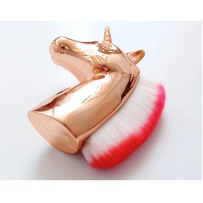 Unicorn Makeup Brush For Nail Art, Powder Foundation, Blush, Contour, Manicure, Rainbow Horse Big Brush For Face &amp; Hands (Rose Gold)
