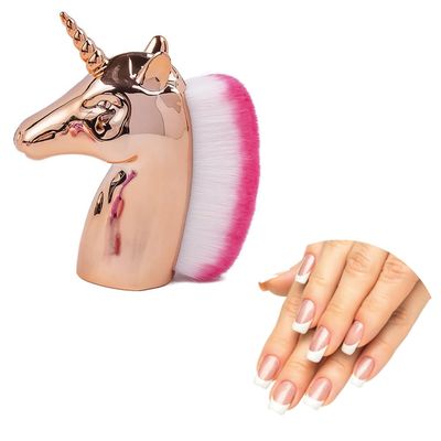 Unicorn Makeup Brush For Nail Art, Powder Foundation, Blush, Contour, Manicure, Rainbow Horse Big Brush For Face &amp; Hands (Rose Gold)