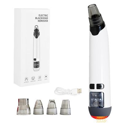 Manzelun Black Head Remover for Face,Electric Three-Speed Adjustable Heating Blackhead Remover with 4 Different Sizes Suction Tips,LED Display Pore Vacuum Suitable for Oily,Neutral,Dry Skin