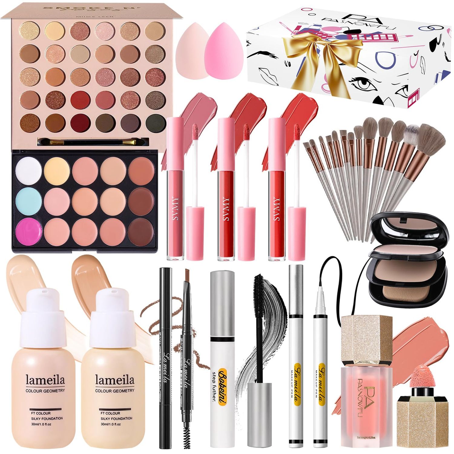 Makeup Kit for Women, Makeup Full Kit for Beginners Teens Girls, Makeup Bundle Include 30 Colors Matte &amp; Shimmer Eyeshadow Palettes, Blush Palette, Lip Gloss Set