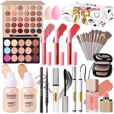 Makeup Kit for Women, Makeup Full Kit for Beginners Teens Girls, Makeup Bundle Include 30 Colors Matte &amp; Shimmer Eyeshadow Palettes, Blush Palette, Lip Gloss Set
