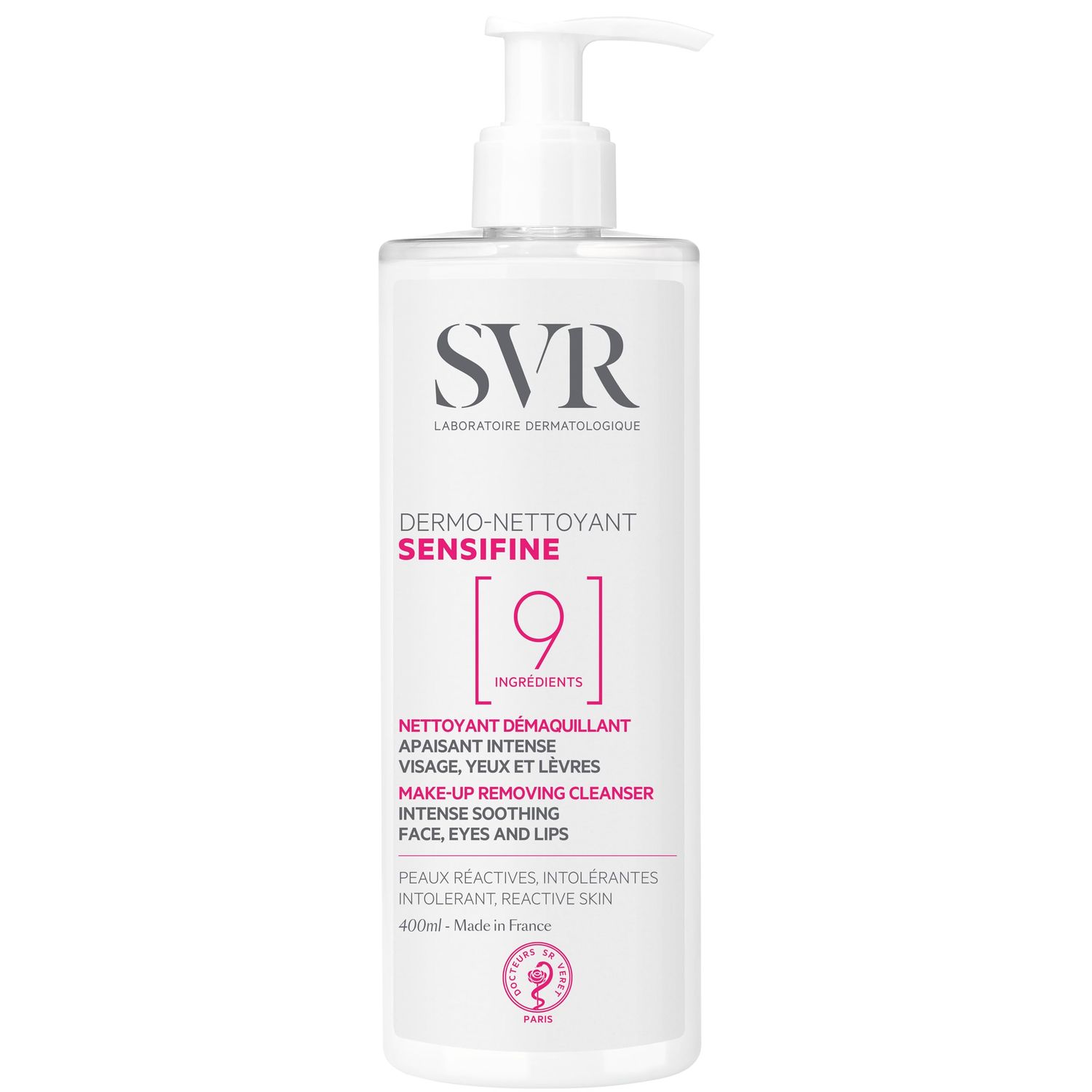 SVR Sensifine Soothing Cleanser &amp; Makeup Remover for Face, Eyes and Lips - Gentle Melting Gel Cream that Leaves the Skin Clean, Soft &amp; Comfortable. Specifically Designed for Sensitive Skin, 13.5 fl.oz