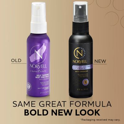 Norvell Venetian Sunless Self Tanning Mist for Face - Non Comedogenic Facial Bronzing Tanner Spray for Natural Sun-Kissed Glow, 2 fl.oz.