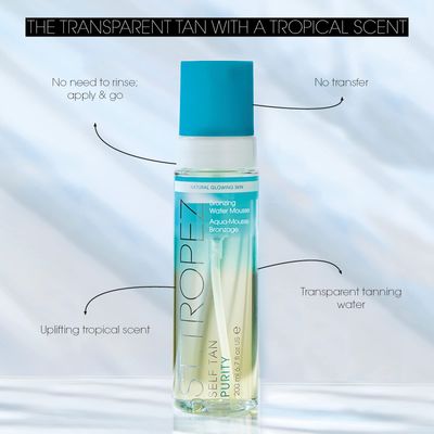 St.Tropez Self Tan Purity Bronzing Water Mousse, Clear Tanning Water Foam, Streak-Free Finish, Develops in 4-8 Hours, Vegan, Natural &amp; Cruelty Free, 6.7 Fl Oz