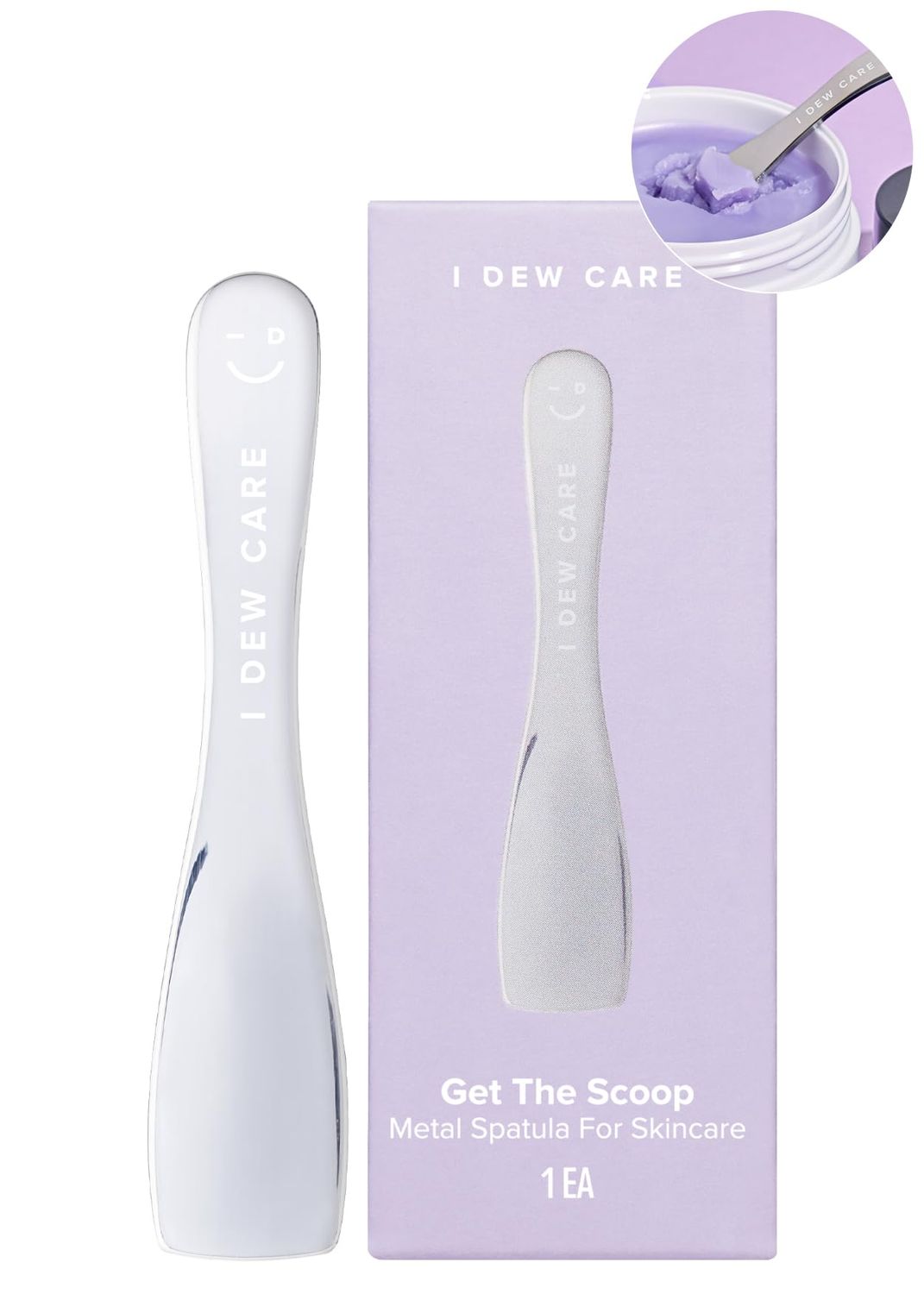 I DEW CARE Skincare Multi-functional Applicator - Get The Scoop | Stainless Steel Makeup Spatula, Mini Spoon Beauty Scoop, Beauty Tool for Cream, Lip Balm, Wash-Off Masks, Mixing, Depuffing