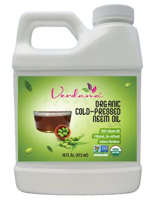 Verdana Organic Cold Pressed Pure Neem Oil - 16 Fl Oz - Non GMO - Unrefined - 100% Neem Oil, Nothing Added or Removed - Skin Care, Hair Care Ingredient and Leafshine Brand