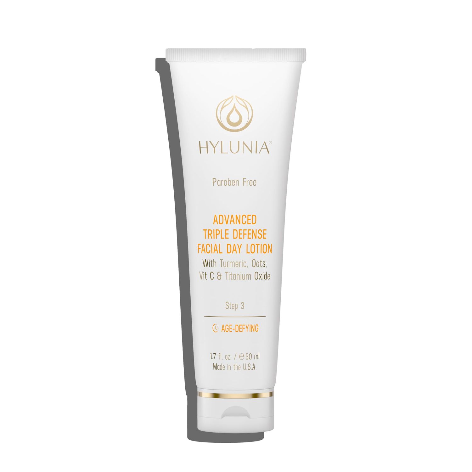 Hylunia Triple Defense Day Lotion | Age-Defying Moisturizer | Vitamin C, Turmeric &amp; Titanium Dioxide | Hydrate, Protect &amp; Rebuild Collagen | Clean, Non-Toxic Formula | All Skin Types | 1.7 fl. oz.