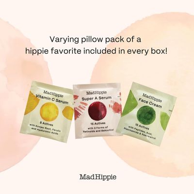 Mad Hippie Face Cream - Age-Defying Face Moisturizer & Skin Tightening Cream with Niacinamide, Advanced Peptides & Argan Oil (1.02 Oz) + Skin Care Pillow Pack