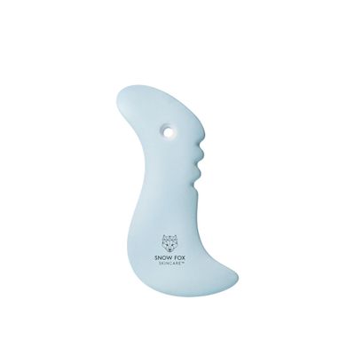 Snow Fox Porcelain Facial Gua Sha Tool | Sculpting Massager for Face Contouring, Lymphatic Drainage &amp; Jawline Shaping | Acupressure Therapy Device | Reflexology Face Care (Arctic Blue)