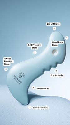 Snow Fox Porcelain Facial Gua Sha Tool | Sculpting Massager for Face Contouring, Lymphatic Drainage & Jawline Shaping | Acupressure Therapy Device | Reflexology Face Care (Arctic Blue)