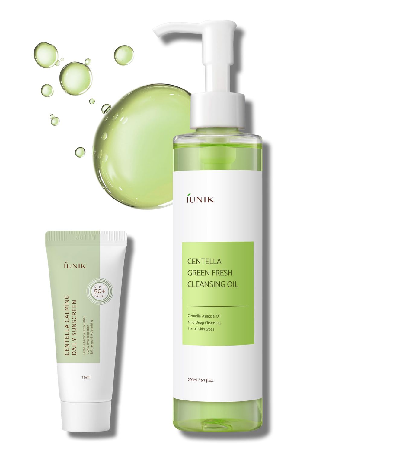 IUNIK Centella Asiatica Cleansing Oil - Pore &amp; Sebum Control Oil Cleanser | Makeup &amp; Sunscreen Remover for Women &amp; Men Dry Oily Sensitive Acne-prone Skin Gentle Face &amp; Body Wash Korean Skincare