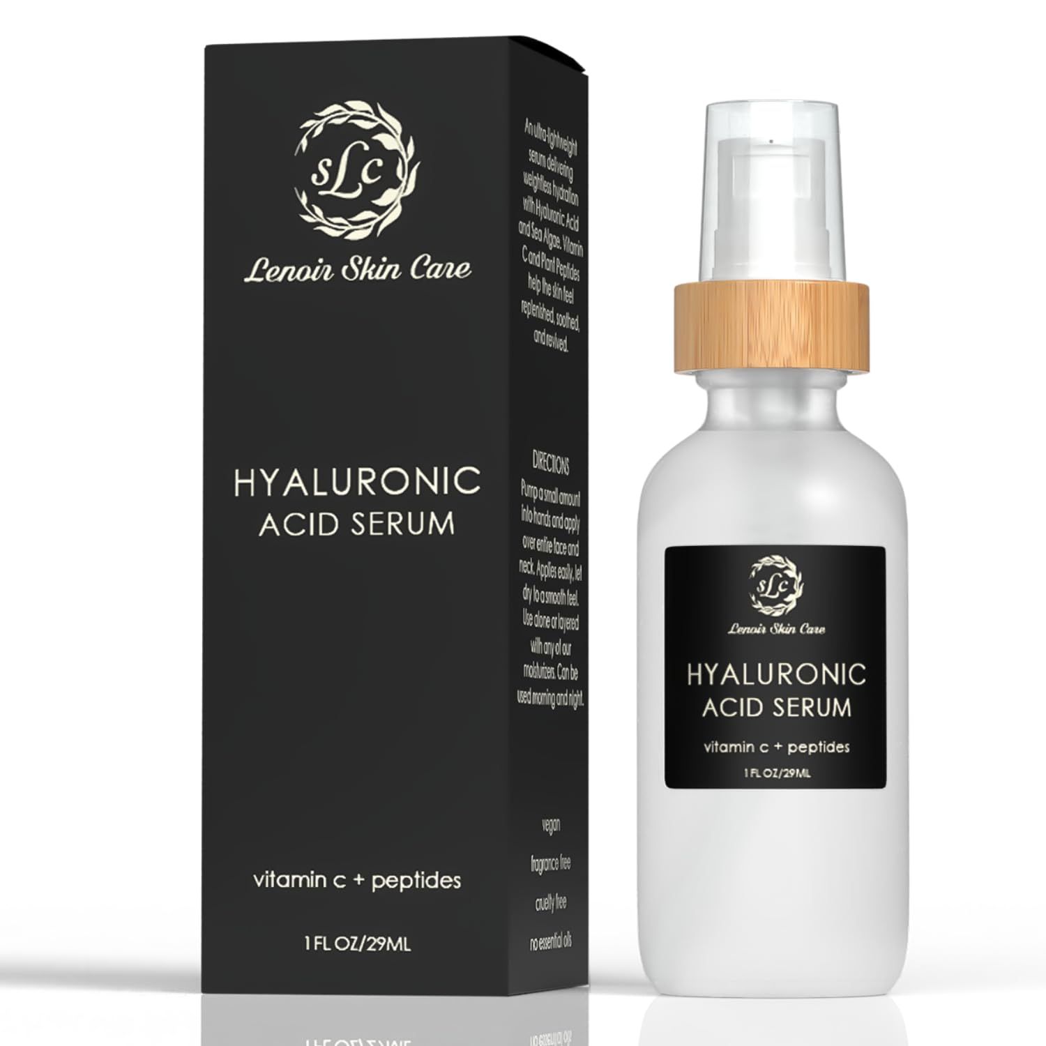 Lenoir Skin Care Hyaluronic Acid Face Serum (1 fl.oz/29ml) | Natural, Fragrance-Free Facial Essence | Clean, Vegan, Cruelty Free Skincare for Men &amp; Women | Spa Collection