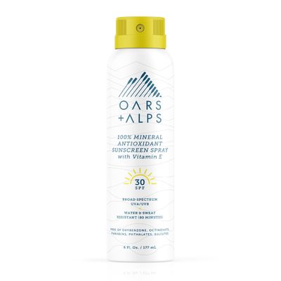 Oars + Alps Mineral SPF 30 Sunscreen Spray, Infused with Vitamin E and Antioxidants, Water and Sweat Resistant, 6 Oz