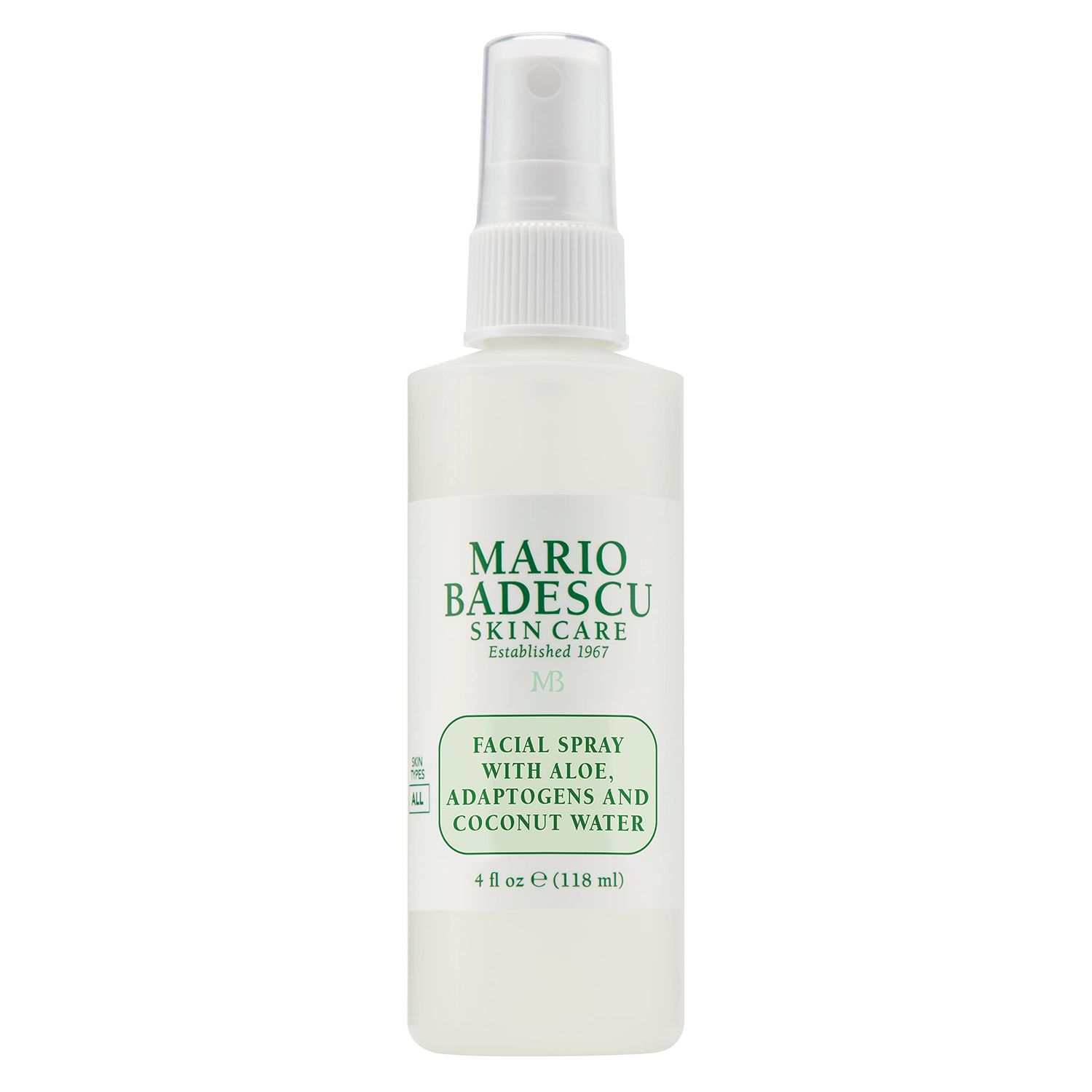 Mario Badescu Setting Facial Spray Mist with Aloe &amp; Coconut Water, Refreshing and Hydrating Makeup Spray, Alcohol Free, Fragrance Free, Dye &amp; Sulfate Free, 4 Fl Oz
