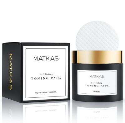 MATKAS Korean Exfoliating Toning Pads for Oil Control, Large Pores, Blackheads, Uneven Skin Tone, Textured Skin - Glycolic Acid, Lactic Acid, Salicylic Acid, Witch Hazel Extract, Korean Toner Pads 60